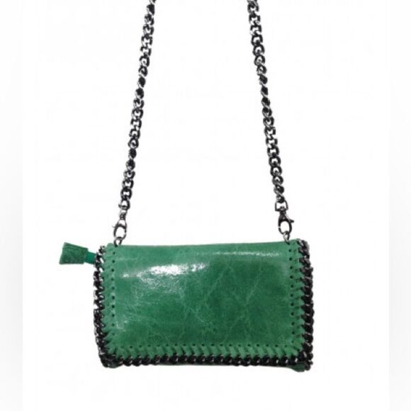 Borse In Pelle Emerald Green Leather Clutch Bag, made in Italy 🇮🇹 - Picture 3 of 16
